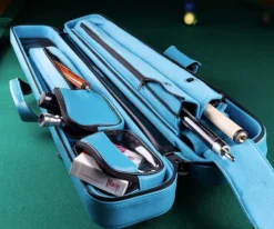 Molinari 2 Butt 4 Shaft Cyan/Black Flat Cue Case -Billiards Supply Store mlcf24 01 1